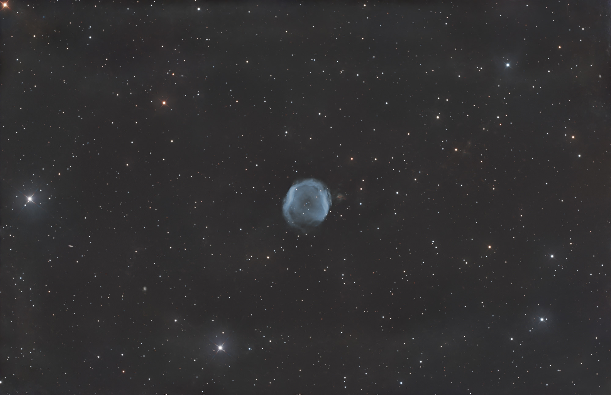 The planetary nebula Jones 1 in the constellation Pegasus was discovered in 1941 by the American astronomer Rebecca Jones on photographic plates from the Harvard Observatory.